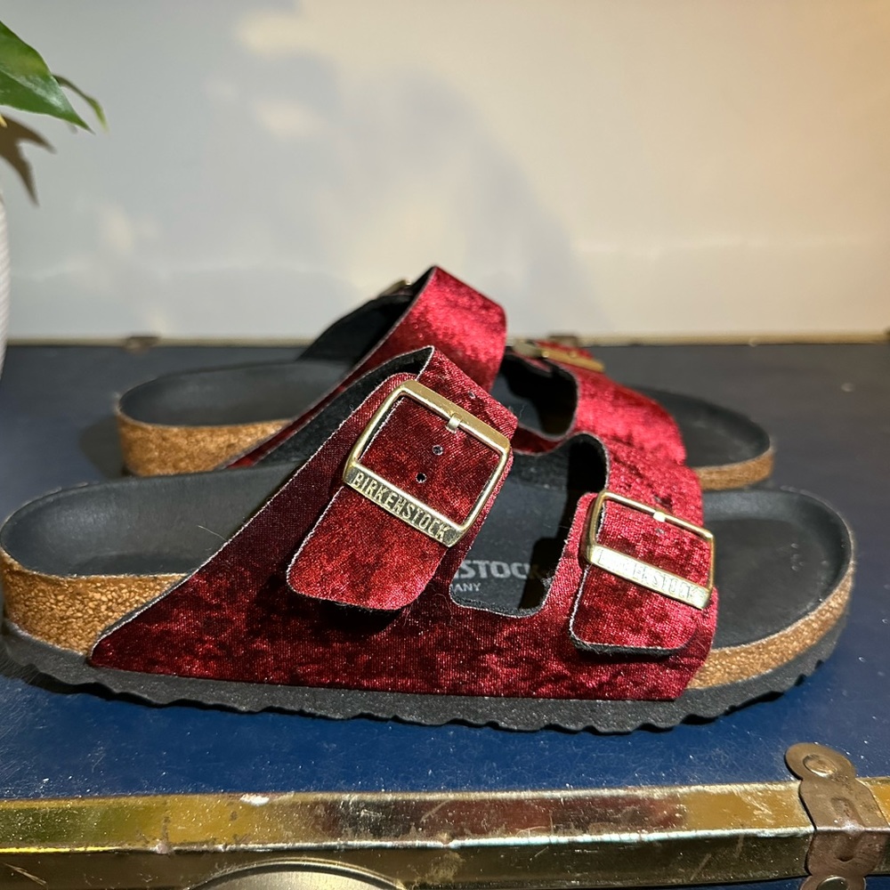 Birkenstock Red Velvet Arizona Sandals